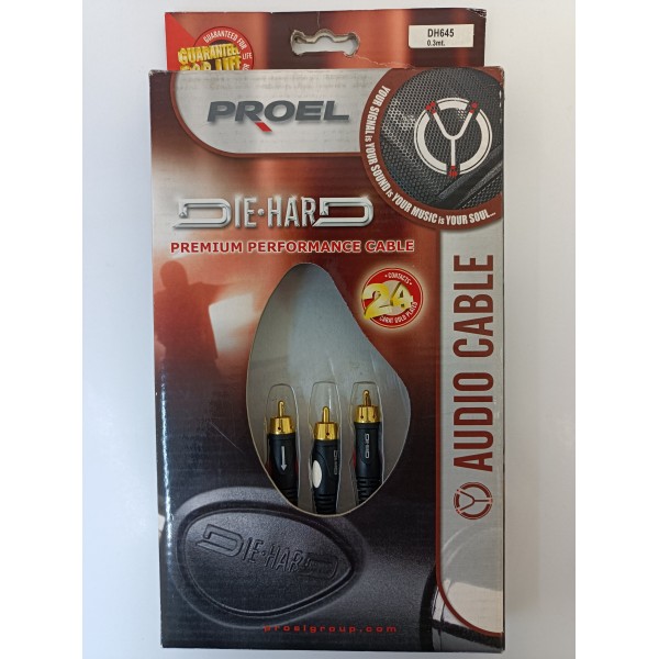 Kabel audio Proel Die-Hard DH645 RCA-2xRCA 0,3m