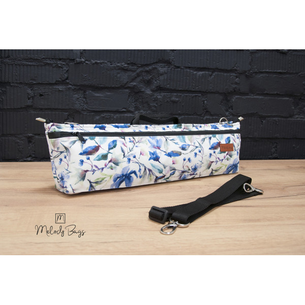 Pokrowiec na futerał do fletu Melody Bags Kwiaty Malowane niebieskie